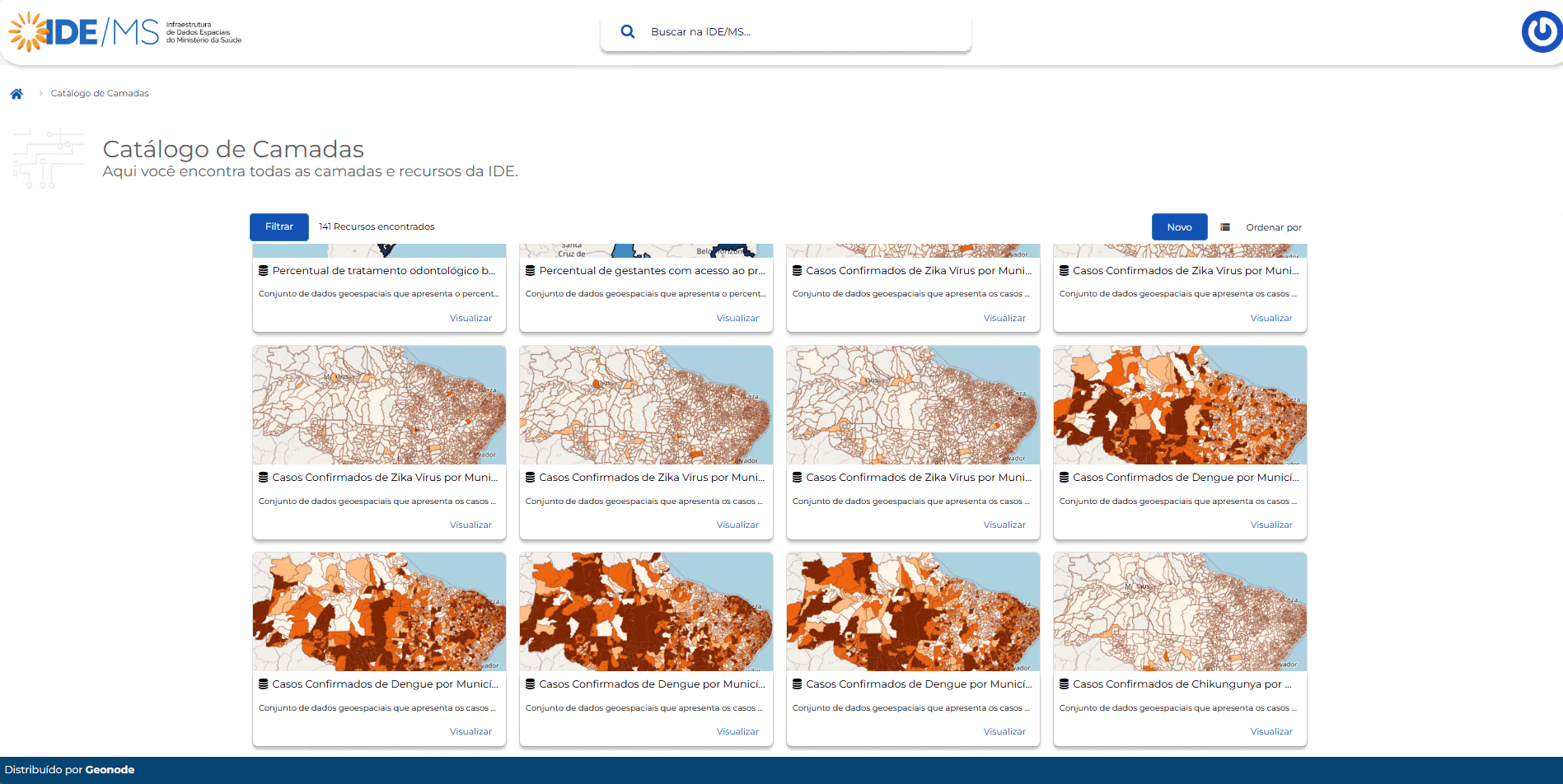 Imagem da Interface do Catálogo de Camadas