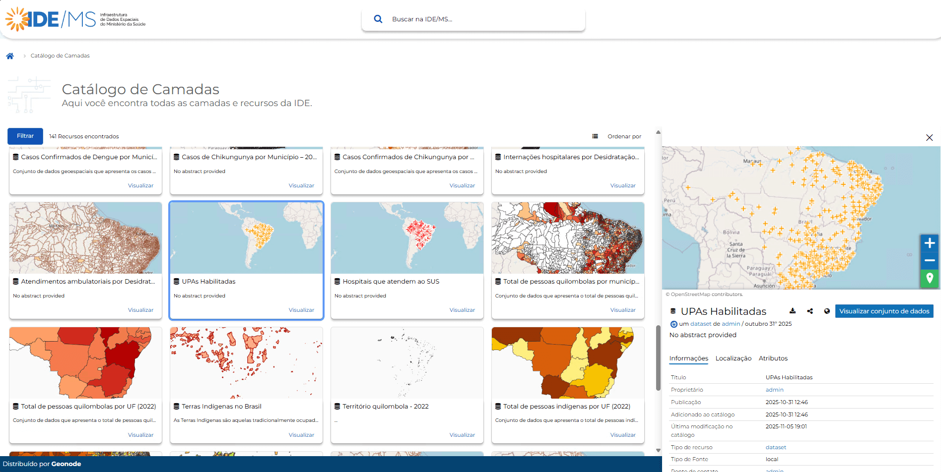 Imagem de uma camada no Catálogo
