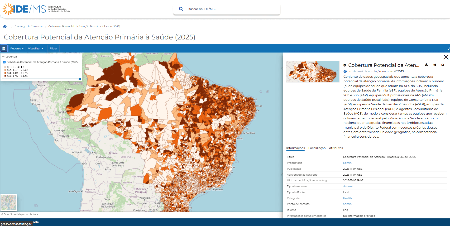 Imagem do menu de Visualização de Informações Detalhadas